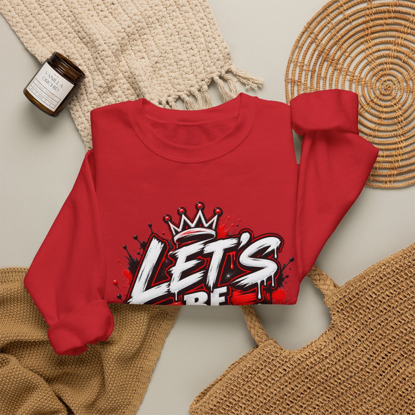 Let's Be Real graffiti crown crewneck