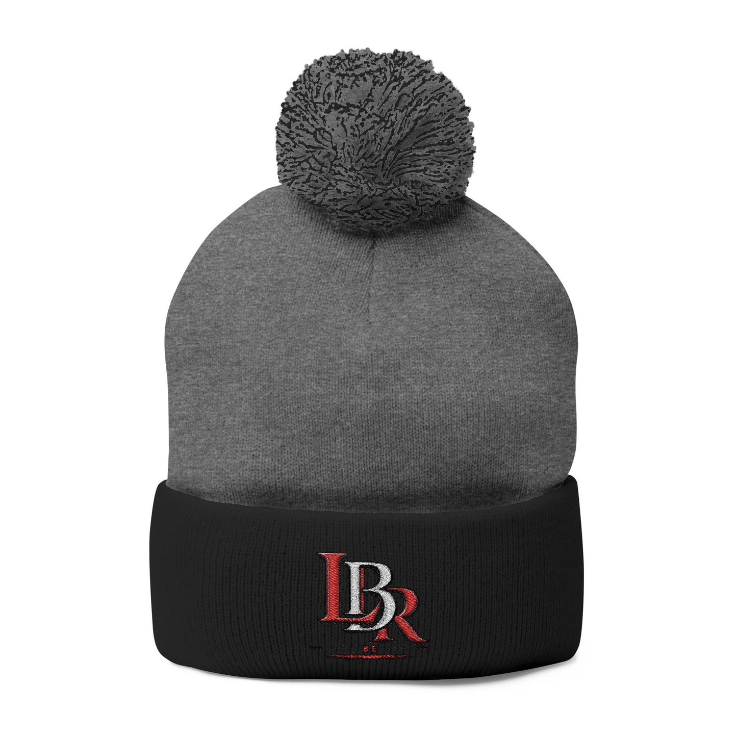Embroidered Pom-Pom Beanie — Cozy Knit Winter Hat with LB Logo