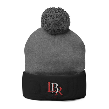 Embroidered Pom-Pom Beanie — Cozy Knit Winter Hat with LB Logo