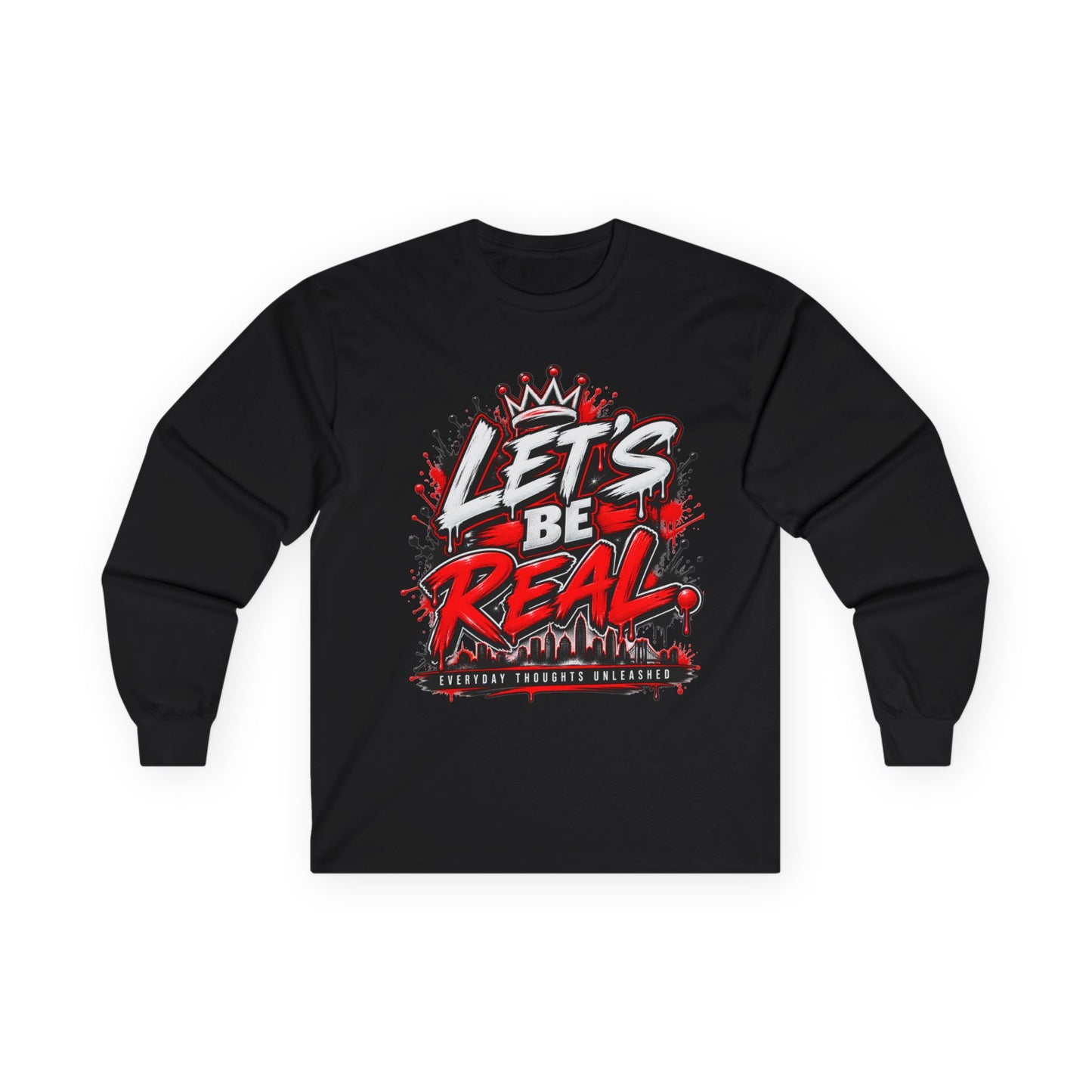 Let’s Be Real graffiti crown long sleeve tee