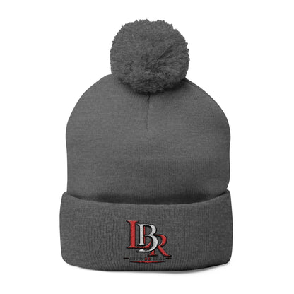 Embroidered Pom-Pom Beanie — Cozy Knit Winter Hat with LB Logo