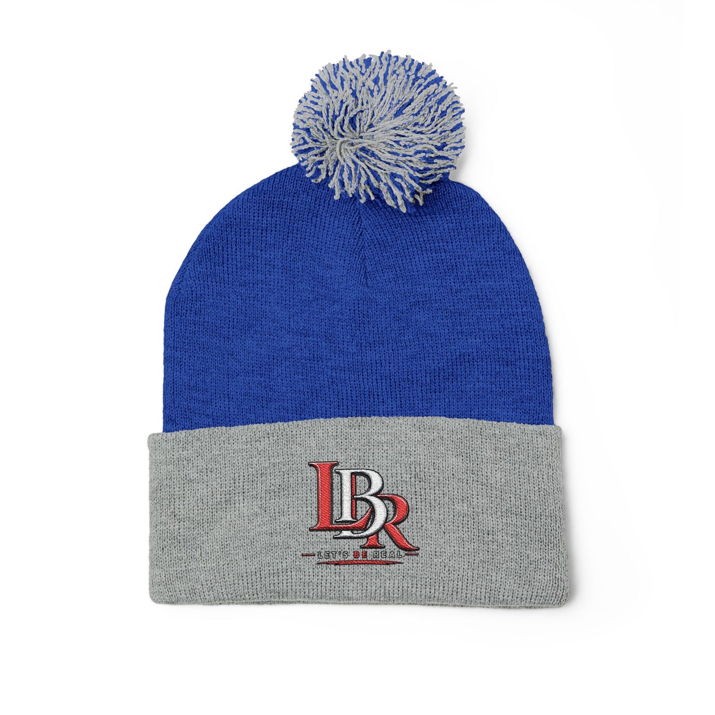 Embroidered Pom-Pom Beanie — Cozy Knit Winter Hat with LB Logo