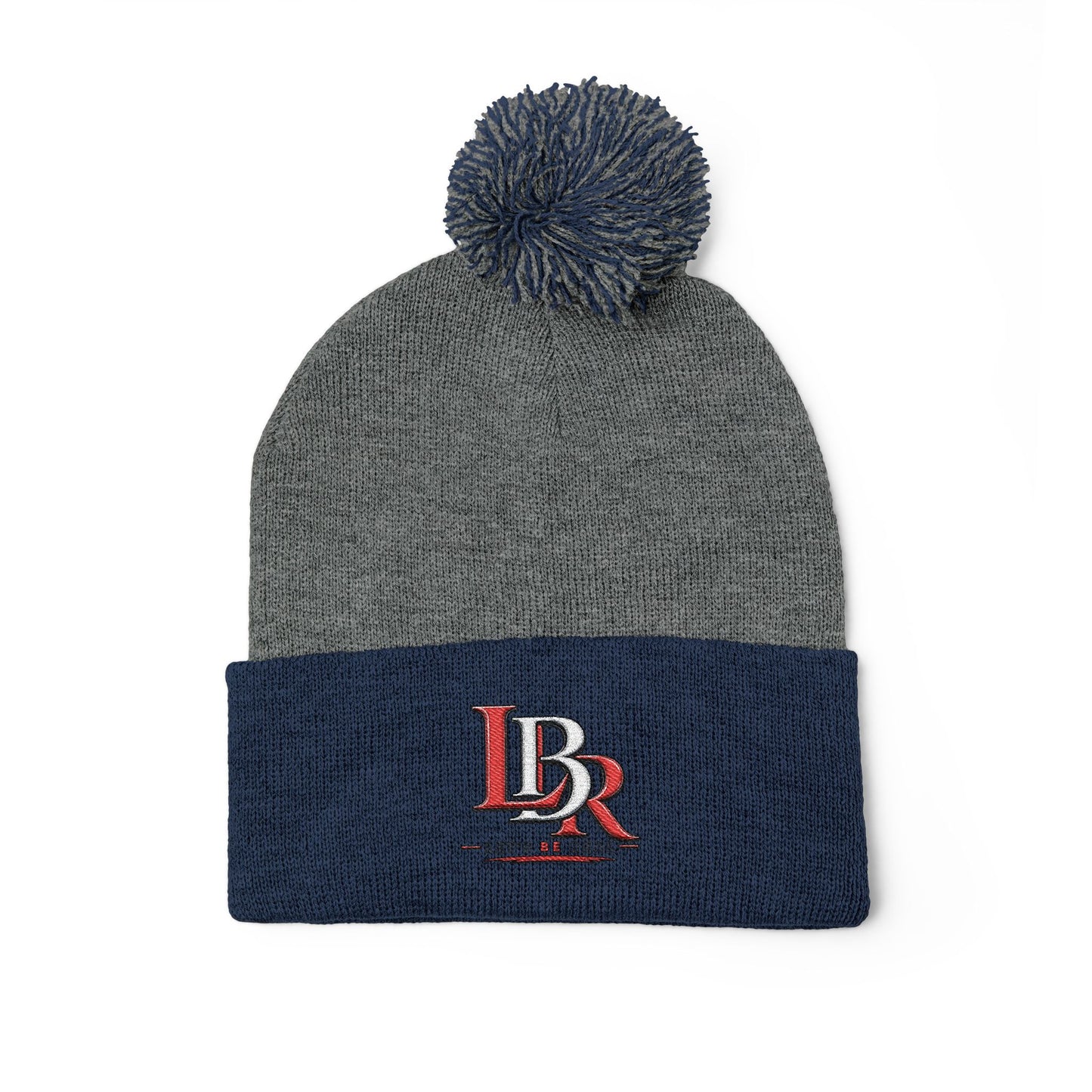 Embroidered Pom-Pom Beanie — Cozy Knit Winter Hat with LB Logo