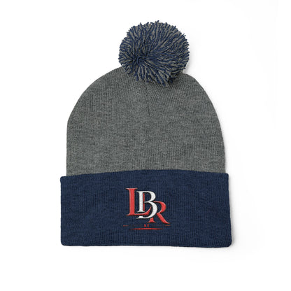 Embroidered Pom-Pom Beanie — Cozy Knit Winter Hat with LB Logo