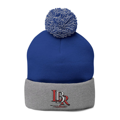 Embroidered Pom-Pom Beanie — Cozy Knit Winter Hat with LB Logo