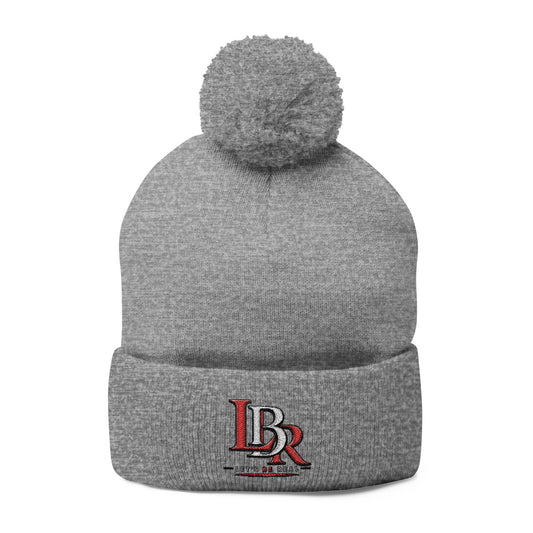 Embroidered Pom-Pom Beanie — Cozy Knit Winter Hat with LB Logo