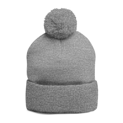 Embroidered Pom-Pom Beanie — Cozy Knit Winter Hat with LB Logo