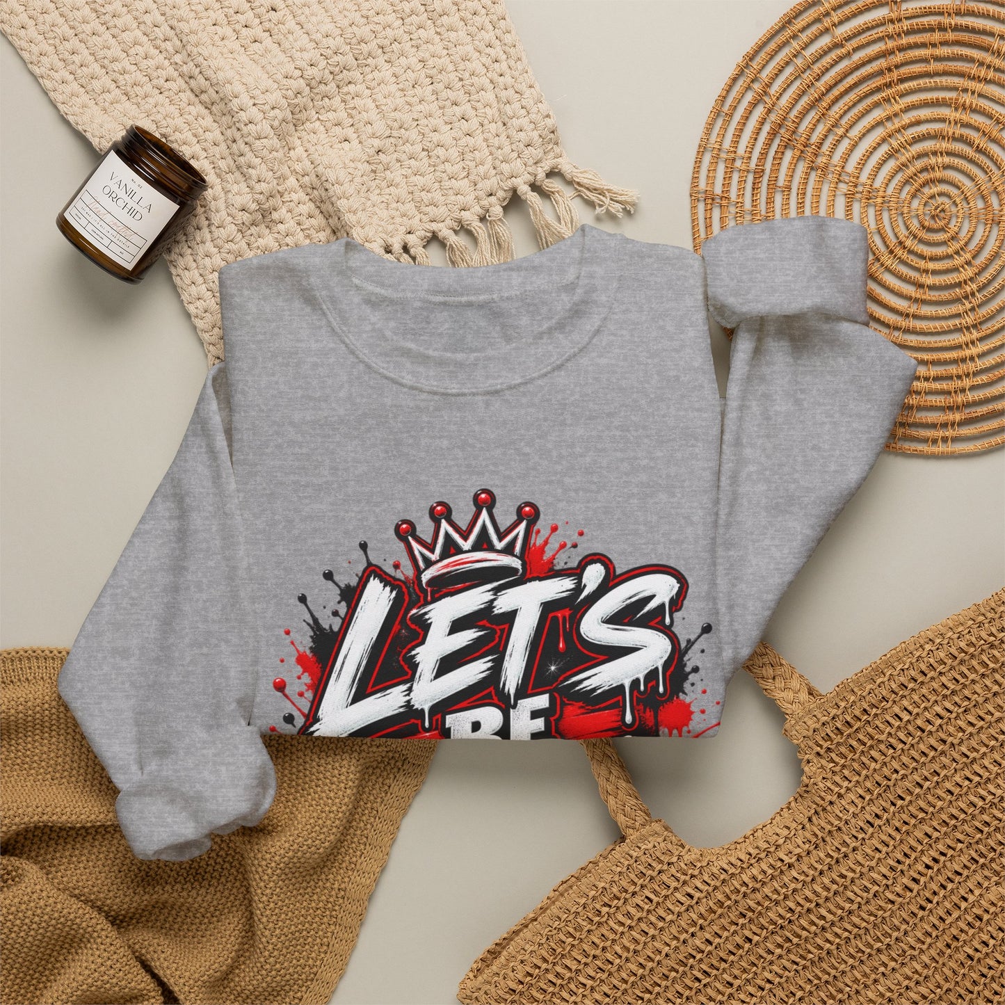 Let's Be Real graffiti crown crewneck