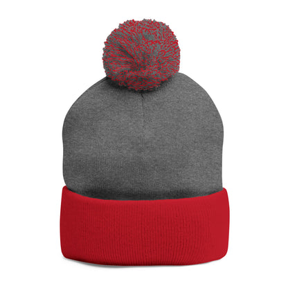 Embroidered Pom-Pom Beanie — Cozy Knit Winter Hat with LB Logo