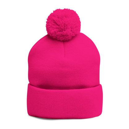 Embroidered Pom-Pom Beanie — Cozy Knit Winter Hat with LB Logo