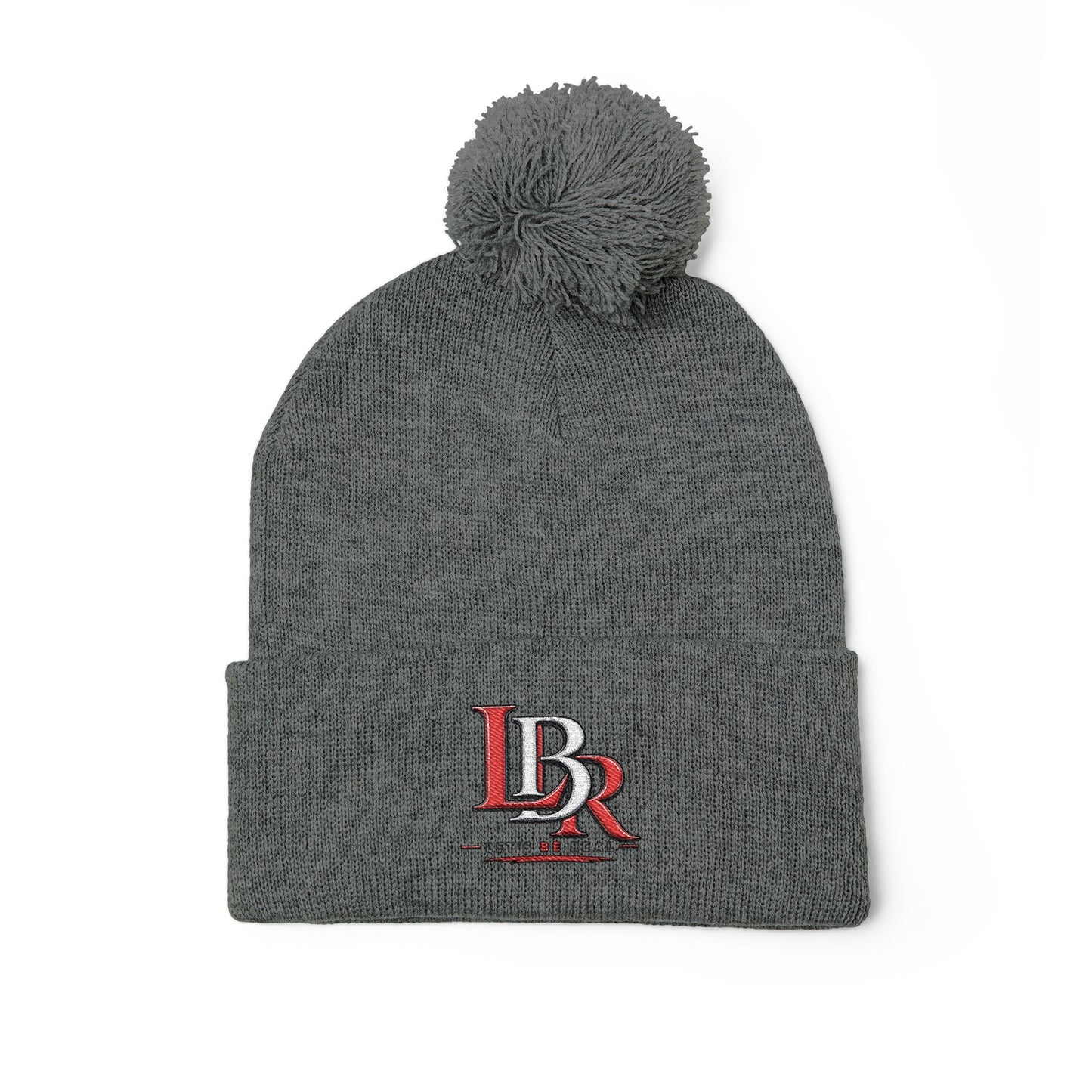 Embroidered Pom-Pom Beanie — Cozy Knit Winter Hat with LB Logo