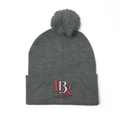 Embroidered Pom-Pom Beanie — Cozy Knit Winter Hat with LB Logo
