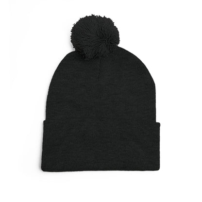 Embroidered Pom-Pom Beanie — Cozy Knit Winter Hat with LB Logo