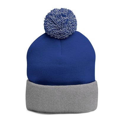 Embroidered Pom-Pom Beanie — Cozy Knit Winter Hat with LB Logo