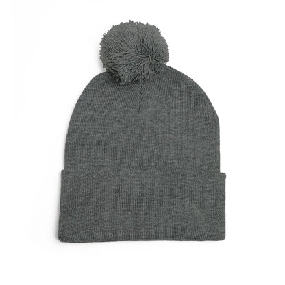 Embroidered Pom-Pom Beanie — Cozy Knit Winter Hat with LB Logo