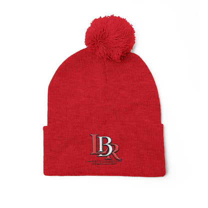 Embroidered Pom-Pom Beanie — Cozy Knit Winter Hat with LB Logo