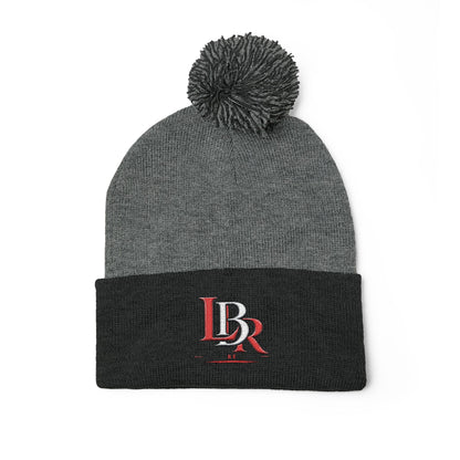 Embroidered Pom-Pom Beanie — Cozy Knit Winter Hat with LB Logo
