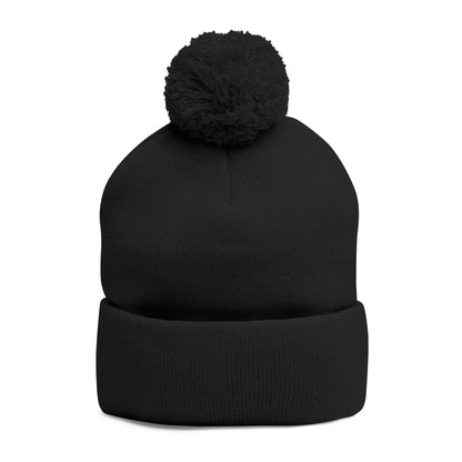 Embroidered Pom-Pom Beanie — Cozy Knit Winter Hat with LB Logo