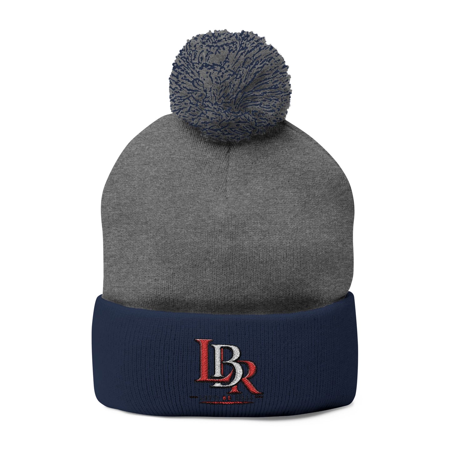 Embroidered Pom-Pom Beanie — Cozy Knit Winter Hat with LB Logo