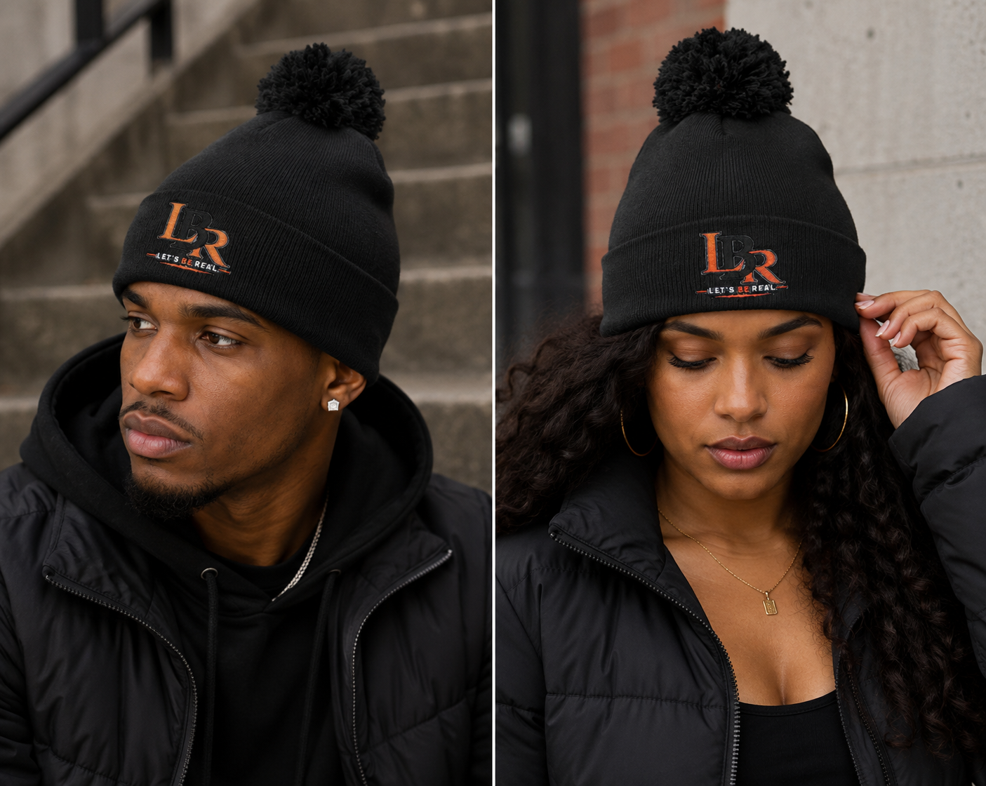 LBR Embroidered Pom-Pom Beanie