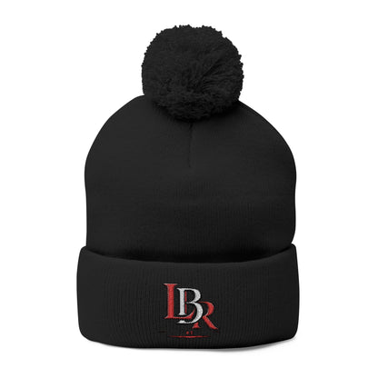 Embroidered Pom-Pom Beanie — Cozy Knit Winter Hat with LB Logo