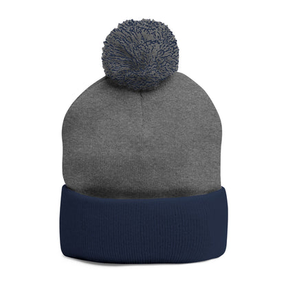 Embroidered Pom-Pom Beanie — Cozy Knit Winter Hat with LB Logo