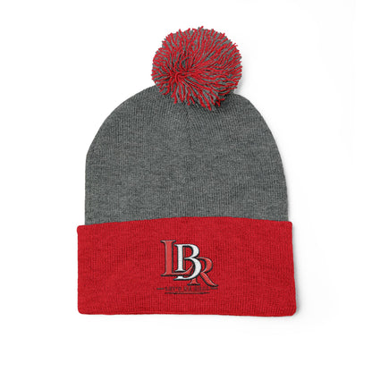 Embroidered Pom-Pom Beanie — Cozy Knit Winter Hat with LB Logo