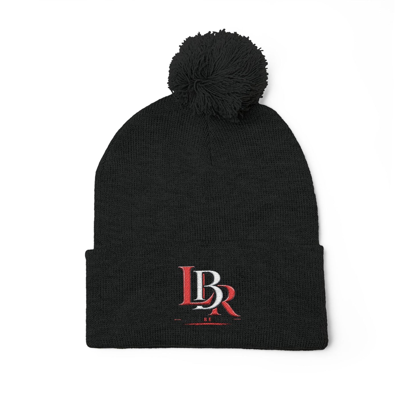 Embroidered Pom-Pom Beanie — Cozy Knit Winter Hat with LB Logo